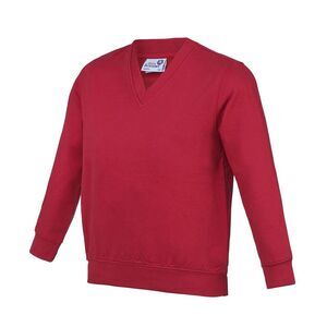 Awdis Childrens/Kids Academy V Neck Sweatshirt / Red